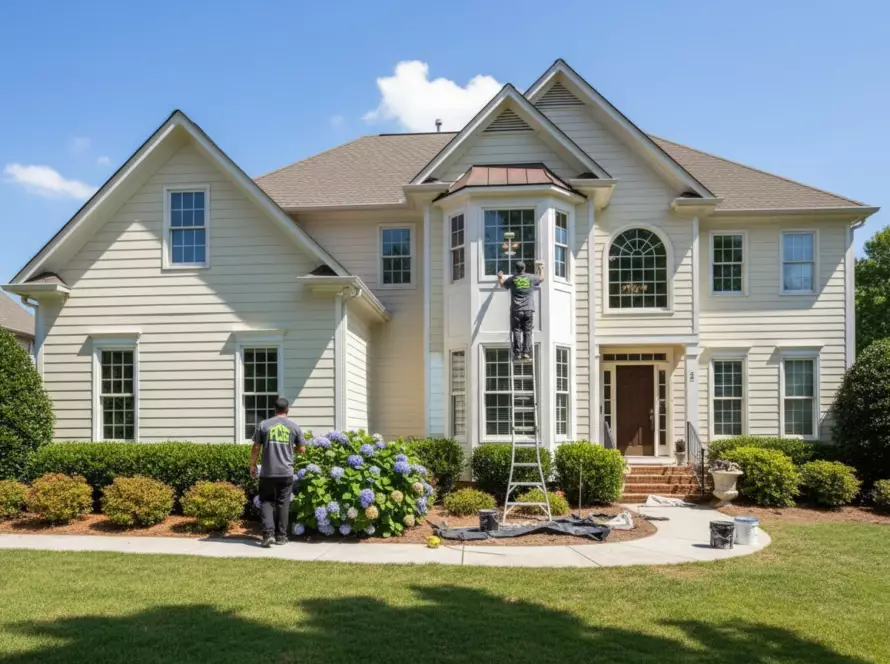 A_bright__sunny_spring_exterior_photograph_of_a_large_two_story_house_in_Norcross__Georgia__A_crew_o