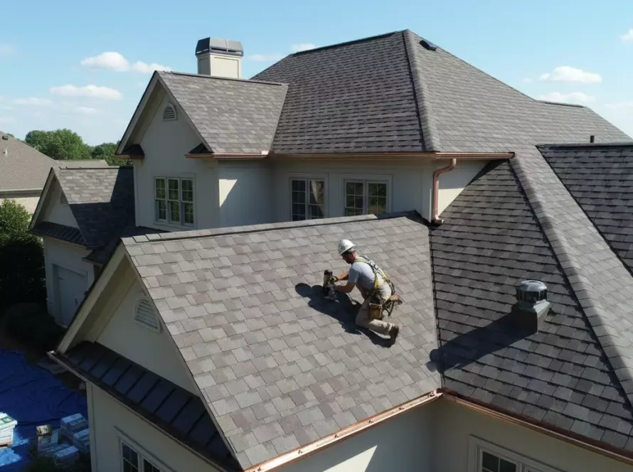 A_dramatic_drone_photograph_of_a_large_residential_home_in_Georgia_getting_a_new_roof__The_focus_is